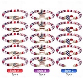 baratos 250º Aniversário dos EUA-Conjunto de 15/30 pulseiras elásticas patrióticas vermelhas, brancas e azuis para mulheres, pulseiras retrô boho de argila polimérica com miçangas para a celebração do 250º aniversário, joias para o