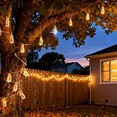 cheap Solar Outdoor Lights-Solar Powered Outdoor Garden Lights 8m 16 Bulbs Fairy String Lights Outdoor Waterproof 8 Lighting Modes for Fence Garden Party Wedding Camp Christmas Decoration