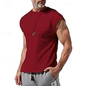 abordables Running Tee &amp; Tank Tops-Men's Solid Colored Workout Tank Top Running Tank Top Gym Tank Top Summer Spring Classic Sleeveless Quick Dry Lightweight Moisture Wicking Breathable Gym Workout Active Training Exercise Black White