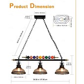 cheap Line Design-Pool Table Lights Billiard table light Farmhouse Chandelier,Industrial Loft 3 Head Iron Kitchen Light fixtures Fittings Pot Lid Glass Lampshade,Billiard Decoration Creative Lights for Bar