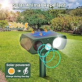 お買い得  電気蚊忌避剤-ソーラー式超音波動物撃退器、屋外用、動き感知式、鹿、リス、ウサギ、猫、犬、アライグマ、キツネ撃退器、防水、LED点滅ライト付き、庭、農場用