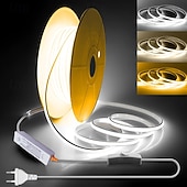 tanie Wtyczki świetlne-Taśma LED COB AC220V CCT z regulacją barwy 3000K-6000K, wodoodporna, IP65, przełącznik, sterowanie, zmiana koloru, taśma świetlna LED, 480 diod LED/m, bez kropek, do sypialni, kuchni, wystroju wnętrz