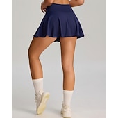 cheap Women's Skirts &amp; Skorts-Women's Solid Colored Casual Skirt Tennis Skirts with Shorts Sport Skirt Pocket High Waist Quick Dry Elastic Sweat-Wicking Breathable Tennis Golf Running Skirt Black Red Navy Blue Tennis Clothing