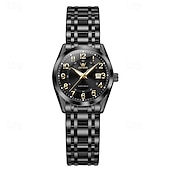 economico Orologi al quarzo-Orologio da donna Olevs, cinturino in acciaio inossidabile argentato, quadrante nero, numeri arabi, orologio analogico al quarzo con datario, impermeabile, orologio elegante da donna.