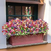 abordables Fleurs artificielles-24 bouquets de fleurs artificielles d'extérieur, fausses fleurs printanières, plantes résistantes aux UV pour la décoration de la maison, du jardin, du porche, des fenêtres et des mariages.