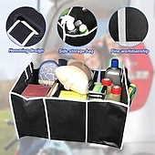 cheap Storage &amp; Organization-Universal Car Trunk Storage Bag, Portable Foldable 3-Compartment Organizer with Reinforced Handles, Fits SUV, Truck, Van, Sedan, Multi-Purpose Vehicle Cargo Net for Groceries, Tools, Sports Gear