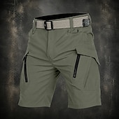 cheap Outdoor-Men's Lightweight Cargo Shorts Comfort Waist Tactical Cargo Shorts Quick Dry Multi Pocket Plain Knee Length Casual Outdoor Streetwear Fashion Streetwear Khaki Black Inelastic
