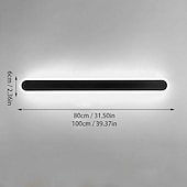 ieftine Aplici de Interior-Aplica neagră ultra-subțire, lampă de perete cu bandă metalică lungă de 80/100 cm și abajur acrilic, applique decorativă pentru coridor, aplice LED moderne, aplice liniare pentru living