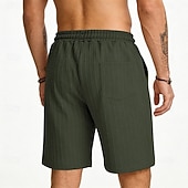 cheap Casual Shorts-Men's Shorts Summer Shorts Beach Shorts Casual Shorts Jacquard Pocket Elastic Waist Plain Comfort Breathable Knee Length Outdoor Beach Vacation Vacation Fashion Khaki Black Micro-elastic