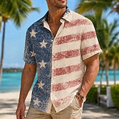 cheap Patriotic 250 Shirts-4th of July 2026 250th Men's American Flag Shirt Summer Shirt Short Sleeve Patriotic Daily Streetwear Summer Spring Turndown 3D Print Front One Pocket Button Up Shirts Blue Red 1 Red Dark Blue
