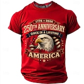  4th of July 2026 250th Men's US Flag 1776 T Shirt Short Sleeve T shirt 3D Print Crew Neck Shirt Patriotic Daily Festival Blue Black Red Summer Spring Clothing Apparel S M L XL XXL XXXL