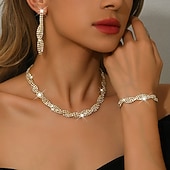 tanie Zestawy biżuterii-Zestaw biżuterii 3 Chrom Naszyjniki Damskie Elegancja Moda Zaokrąglony Biżuteria Ustaw Na Impreza