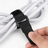 levne Úložiště a organizování-10/20/50/100 ks kabelových stahovacích pásek, opakovaně použitelné, samolepicí, černá šířka 20 mm, nylonový popruh s obrácenou přezkou, organizér na dráty, suchý zip, upevňovací prvek pro ovíjení,