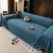 cheap Sofa Cover-Premium Chenille Sectional Sofa Towel - Elegant Solid Throw Cover - Anti-Slip Universal Furniture Slipcover for Year-Round Use