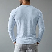 baratos Camisetas de Algodão e Linho-Homens Camiseta de linho Manga Longa Gola Redonda Primavera Verão Verão Primavera Côr Sólida Tecido Vintage Boêmio Casual Transparente Borda Crua Casual Férias Rua Preto Branco Azul Claro Top Tee