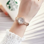 economico Orologi al quarzo-Elegant Women's Jewelry Bracelet Watch, Ladies Small Face Luxury Dress Wristwatch with Rhinestone Bezel &amp; Roman Numerals, Fashion Quartz Watch Gift for Her, Rose Gold and Silver Tone