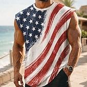  Men's 250th Anniversary Patriotic American Flag 1776 2026 Sleeveless T Shirt Crew Neck Summer Street Top
