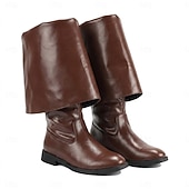 abordables Calzado-Medieval Renacimiento Zapatos Botas hasta la rodilla Botas planas de jazz Pirata Vikingo Cruzado Disfraz Hombre Celta Pirata Víspera de Todos los Santos Mascarada Rendimiento Fiesta y Noche LARP