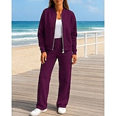 economico Tute da ginnastica-Per donna Abiti da 2 pezzi Tuta da ginnastica lounge Tasca Tinta unita Completo Abbigliamento Autunno Nero Bianco Spandex All'aperto Viaggio Sportivo Traspirante Manica Lunga Sport Abbigliamento