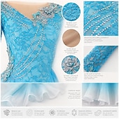 abordables Robes de Patinage Artistique-Robe de patinage artistique Femmes Fille Patinage Robe Tenues Violet Blanche Jaune Patchwork Spandex Maille Dentelle Haute Élasticité Compétition Tenue de Patinage cristal pailleté manche longue