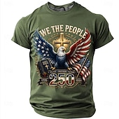abordables Camisetas Patrióticas 250-4 de julio de 2026, 250 aniversario Hombre Águila Bandera de EE. UU. Camiseta Manga Corta Camiseta Impresión 3D Cuello Barco Camisa Patriótico Diario Festival Azul Piscina Negro Blanco Verano