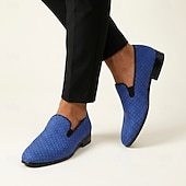 baratos Mocassins-Mocassins masculinos azuis trançados, leves e confortáveis, estilo casual elegante para uso diário, festas, banquetes e eventos noturnos sofisticados.