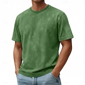  Hombre Camiseta Camisa 100% algodón con lavado ácido Camiseta superior Manga Corta Cuello Barco Verano Primavera Otoño Plano Retro Antiguo Casual Estilo retro Prenda teñida Afligido Casual Azul