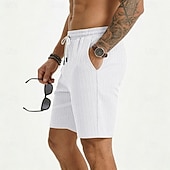 cheap Casual Shorts-Men's Shorts Summer Shorts Beach Shorts Casual Shorts Jacquard Pocket Elastic Waist Plain Comfort Breathable Knee Length Outdoor Beach Vacation Vacation Fashion Khaki Black Micro-elastic