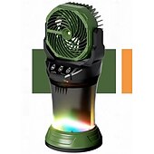 baratos Luzes e lanternas de acampamento-Ventilador portátil com controle remoto e sistema de nebulização, recarregável, ideal para áreas externas como pátios, camping e praia. &amp;Ventilador portátil com sistema de névoa para uso interno e