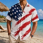  2026 250° Camicia con bandiera americana da uomo camicia estiva a maniche corte patriottica quotidiana streetwear estate primavera con colletto stampa 3D un taschino bottoni blu rosso 1 rosso blu