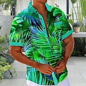 cheap Tropical Plants-Men's Coconut Tree Tropical Plants Summer Hawaiian Shirt Tropical Shirts Aloha Shirt Short Sleeve Hawaiian Daily Holiday Summer Spring Turndown 3D Print Front One Pocket Button Up Shirts Blue Purple