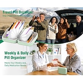 ieftine depozit de bagaje și călătorie-Set de pliculețe impermeabile A8 pentru medicamente de la 7 la 14 zile &amp;vitamine rezistente la apă &amp;Organizator mare de pastile cu carcasă rezistentă la strivire, timp de șapte zile, depozitare a