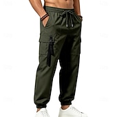 economico Pantaloni cargo-Per uomo Pantaloni Cargo Joggers Pantaloni Coulisse Elastico in vita Multi-tasche Tinta unica Antivento Comodità Quotidiano All'aperto Ferie Streetwear Elegante Cachi Nero Inelastico