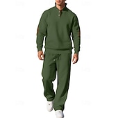 cheap Tracksuits-Men's Tracksuit Jogging Suit Workout Suits Drawstring with Pocket Solid Colored Athletic Clothing Set Fall Black White Outdoor Travel Sports Windproof Warm Breathable Long Sleeve Sport Activewear