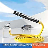 abordables Riego e irrigación-1 juego de pistola de agua a alta presión para lavado de autos en casa, potente amplificador de presión para manguera de jardín, ajustable 360°, 3 tipos de rociado y manguera de 5/10 m para regar