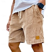 baratos Calções Estilo Casual-Homens Calção Shorts casuais Shorts de veludo cotelê Com Cordão Cintura elástica Côr Sólida Conforto Comprimento do joelho Diário Ao ar livre Streetwear Férias Moda Cáqui Preto Micro-Elástica