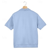 baratos Polo Clássico Masculino-Homens Camisas Polo Casual O negócio Aberto para a Lateral Manga Curta Moda Básico Tecido Botões Verão Primavera Azul Branco Azul Marinha Marron Verde Cinzento Camisas Polo