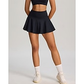 cheap Women's Skirts &amp; Skorts-Women's Solid Colored Casual Skirt Tennis Skirts with Shorts Sport Skirt Pocket High Waist Quick Dry Elastic Sweat-Wicking Breathable Tennis Golf Running Skirt Black Red Navy Blue Tennis Clothing