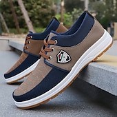 abordables Zapatos Informales con Cordones-Zapatillas deportivas de hombre con cordones y bloques de color, calzado ligero e informal para caminar, ideal para viajes, uso diario y conjuntos de fin de semana.