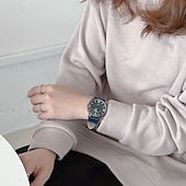tanie Zegarki kwarcowe-Męski zegarek minimalistyczny kwarcowy zegarek na rękę z niebieskim skórzanym paskiem, kwadratowa czarna koperta, biała tarcza, duże arabskie cyfry, prosty, codzienny, modny, biznesowy zegarek na