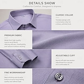 cheap Men's Dress Shirts-Men's Business Shirt Wool Blend Solid Light Purple