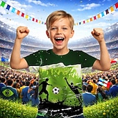 cheap Boy's 3D Sports &amp; Game-Boys' 3D Graphic Football Soccer T Shirts T shirt Tee Short Sleeve 3D Print Summer Spring Sports Fashion Streetwear Kids 4-12 Years Crew Neck Casual Daily Outdoor Regular Fit