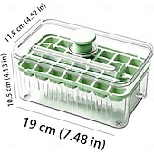 abordables Utensilios para el hielo-Bandeja para cubitos de hielo de 28/56 compartimentos con tapa y un solo botón. &amp;Contenedor, máquina para hacer cubitos de hielo de fácil extracción con cuchara &amp;Recipiente de almacenamiento, molde de