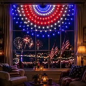  Luci decorative a forma di bandiera americana per il 250° anniversario degli Stati Uniti e il 4 luglio – luci a stringa a semivento super luminose, impermeabili IP44 per interni &all'aperto, festività