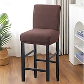 cheap Dining Chair Cover-Stretch Polar Fleece Short Back Chair Cover - Elastic Bar Stool Slipcover for Counter Height Chairs, Soft Washable Dust-Proof Seat Protector