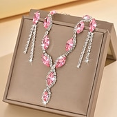 economico Parure di gioielli-Set di orecchini 2 Cromo Orecchini Per donna Moda Parure di gioielli Per Matrimonio