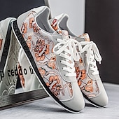cheap Casual Sneakers-Men's Green Patterned Lace-Up Sneakers Fashion Casual Low Top Walking Shoes Lightweight Streetwear Trainers for Men, Ideal for Daily Wear, Travel, Weekend Outings and Casual City Looks