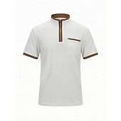 abordables Polo Classique pour Hommes-Homme Chemises Polo Gaufre Texturé Occasionnel Vacances Revers Zip quart Manche Courte Mode Basique Uni Bloc de Couleur Printemps &amp; Été Été Printemps Coupe régulière Noir Blanche bleu marine Kaki Gris
