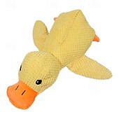 economico Giocattoli di peluche-cane che dorme con un abbraccio di cane giocattoli a forma di anatra per alleviare la noia della piccola anatra gialla bambola di peluche interattiva forniture per animali domestici