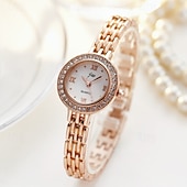 economico Orologi al quarzo-Elegant Women's Jewelry Bracelet Watch, Ladies Small Face Luxury Dress Wristwatch with Rhinestone Bezel &amp; Roman Numerals, Fashion Quartz Watch Gift for Her, Rose Gold and Silver Tone
